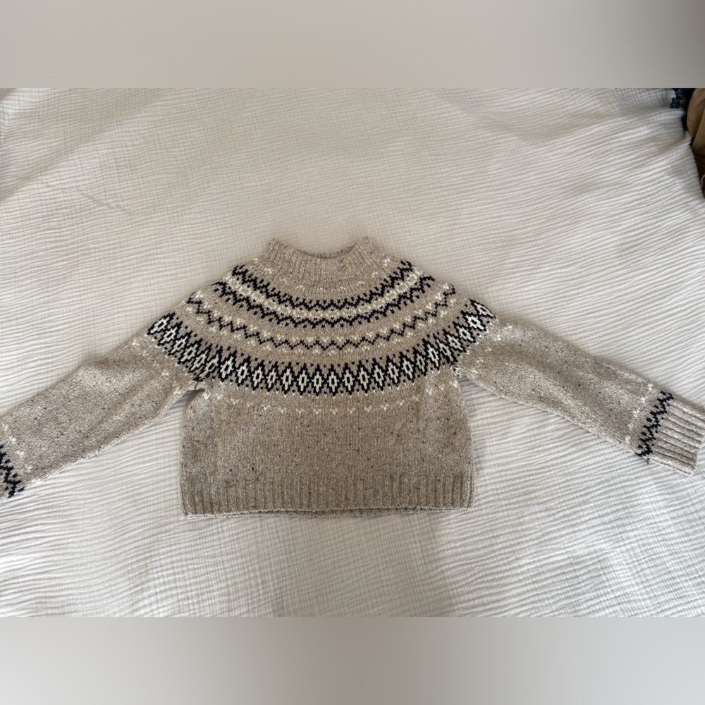 J. Crew Fair Isle Mockneck sweater | color: oatcake barley | Size XS.